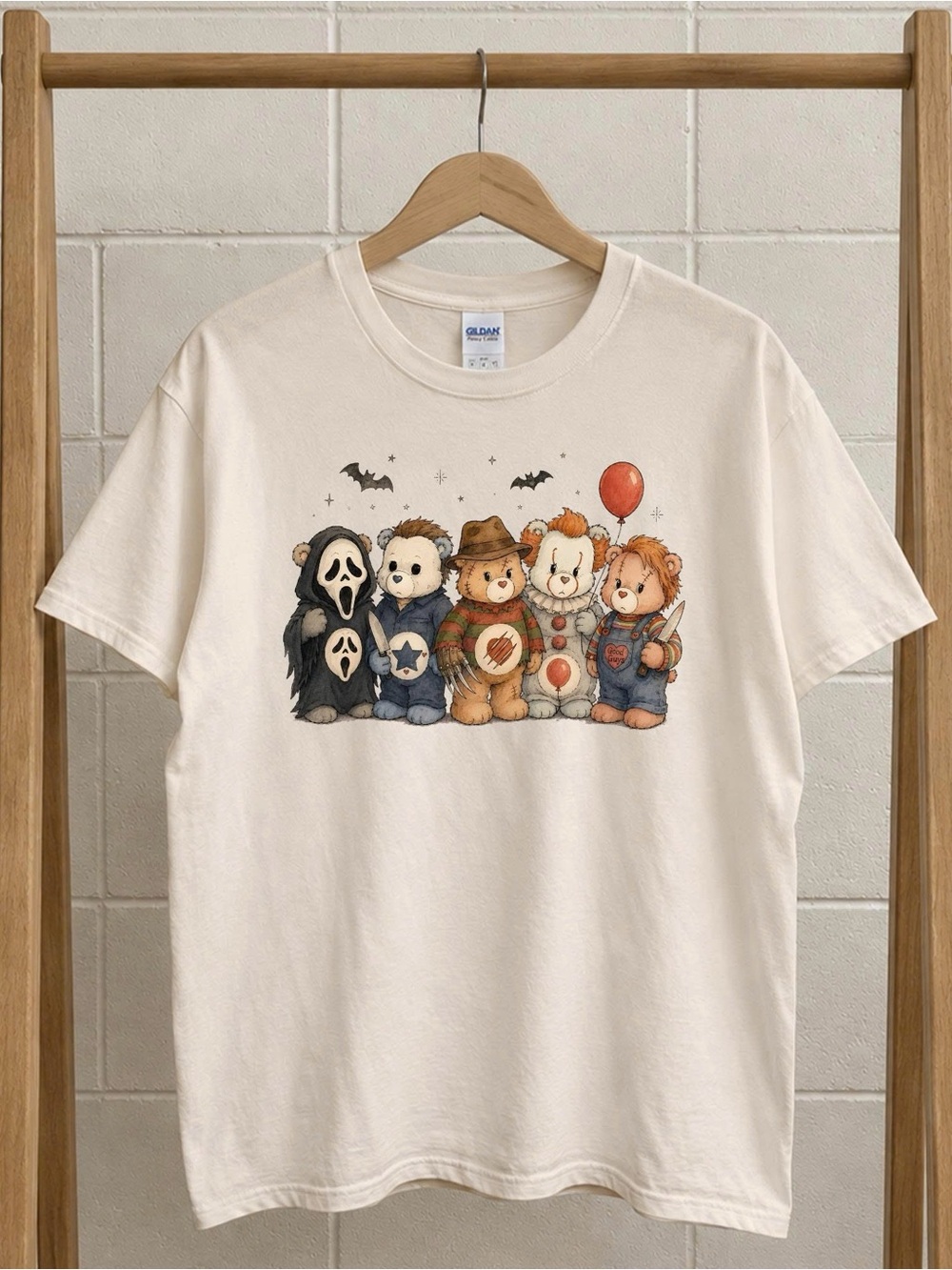 Halloween Horror Bear Graphic Tee, Spooky Vintage Halloween Shirt